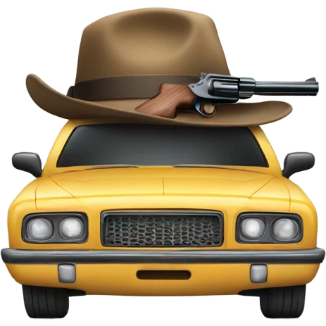 Car wearing a hat with a gun  emoji
