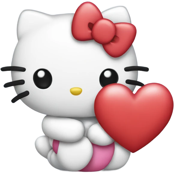 hello kitty holding a heart emoji