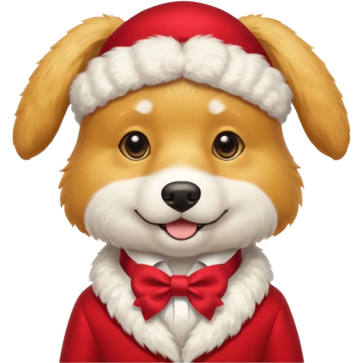 Golden Dog with NeckBow in red suit. emoji