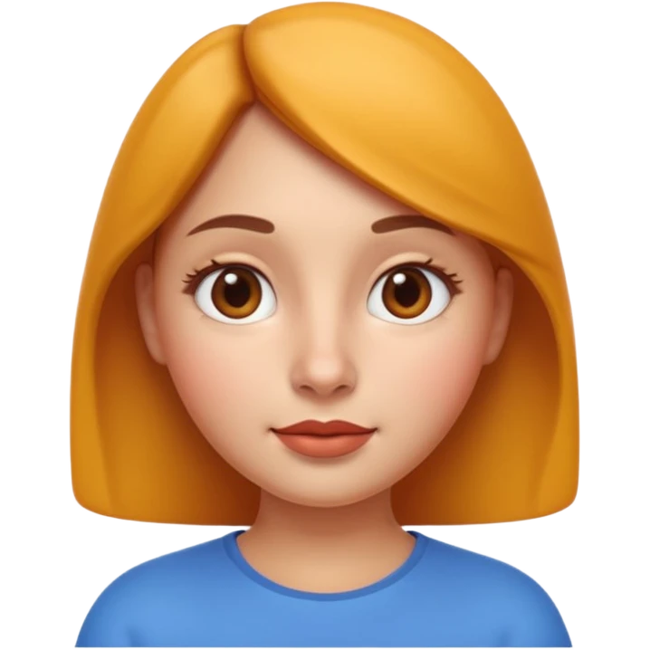 Ultra high quality 3D emoji style female avatar, Apple emoji inspired, smooth realistic 3D render.
Young woman with symmetrical cute face, soft rounded cheeks, small nose, glossy lips, big expressive brown eyes with subtle shine. emoji