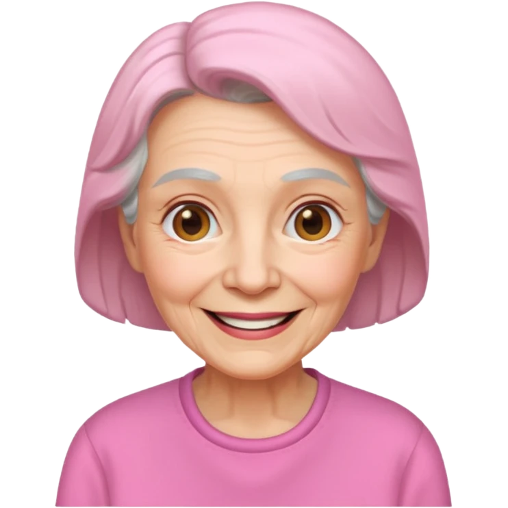 Elderly woman wear pink shirt emoji