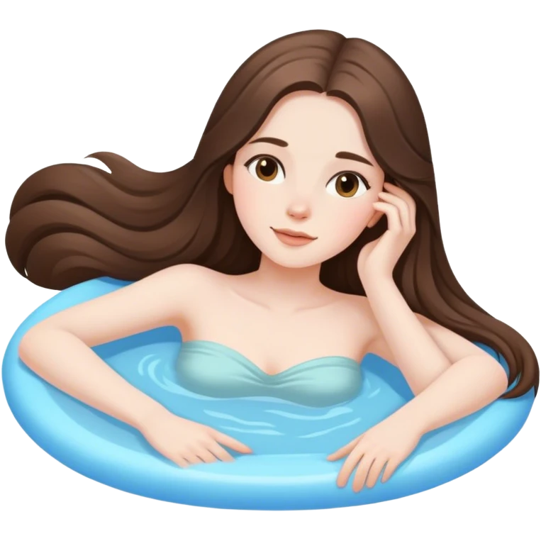  beautiful pale brunette girl with long hair relaxing emoji