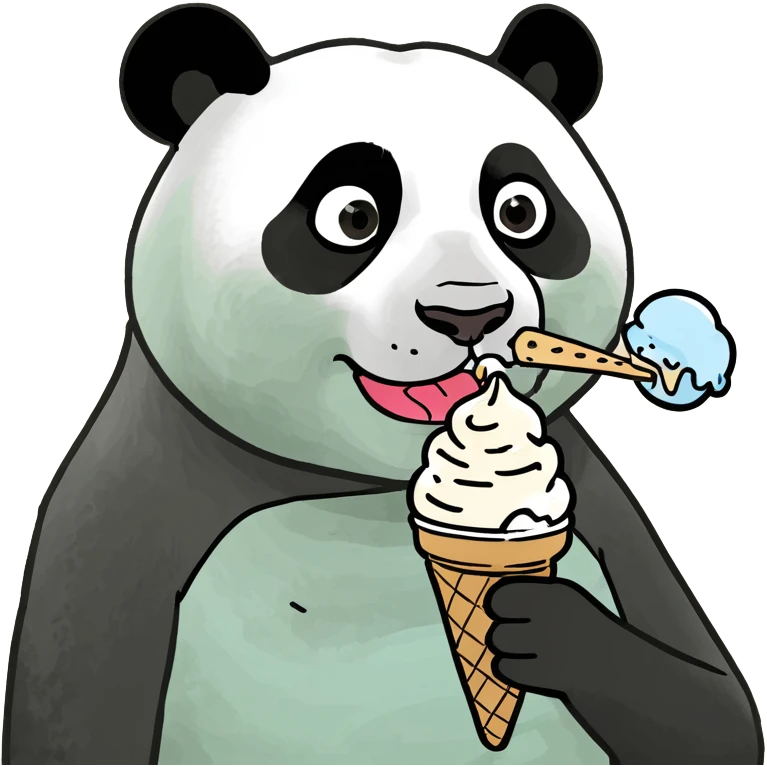 Panda eating ice cream emoji