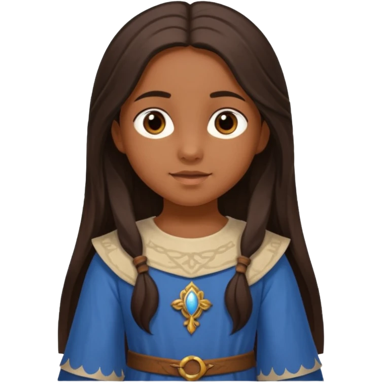 Petite fille brune de 8 ans à l'époque du Moyen âge. emoji
