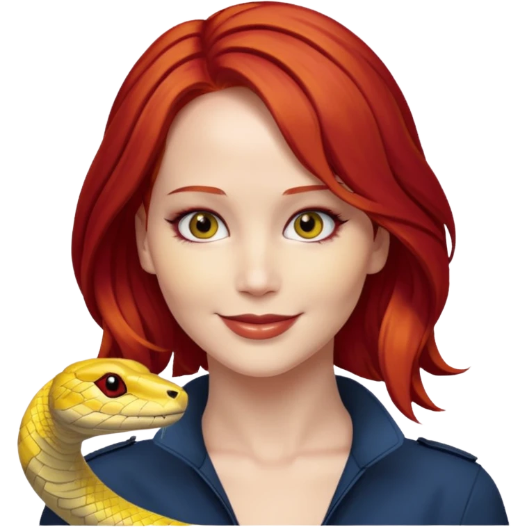 x-men mystique red hair yellow snake eye looks like jennifer lawrence emoji