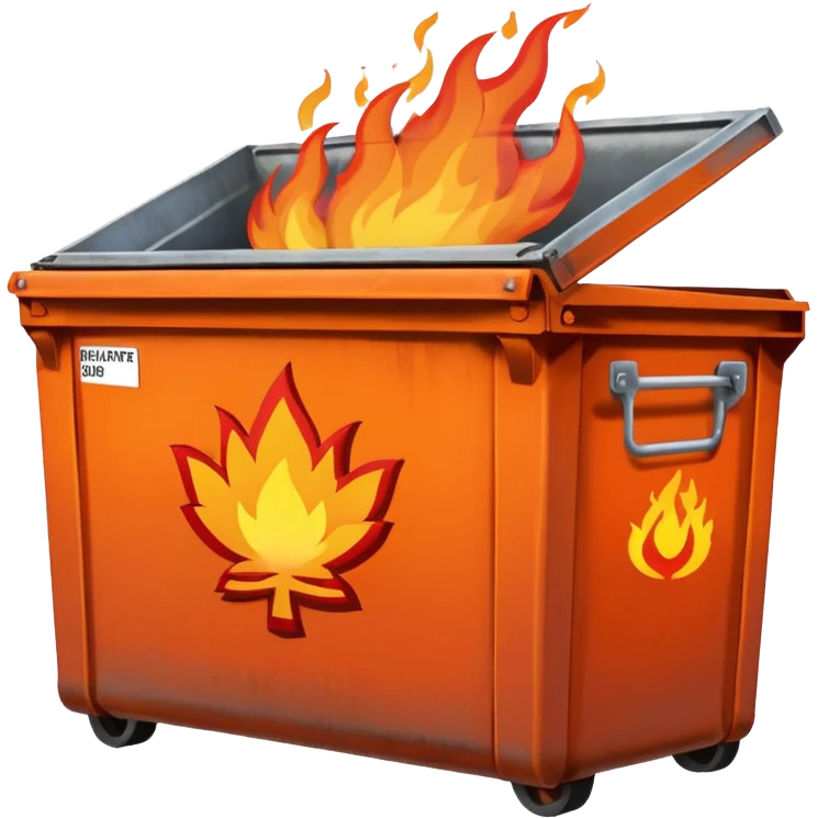 Flaming dumpster fire with the words "Indian bureaucracy" on the dumpster.  emoji