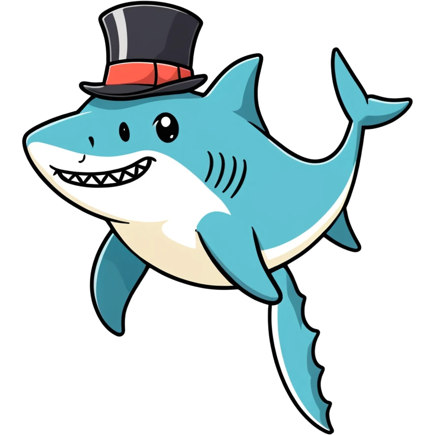 Shark with a top hat emoji