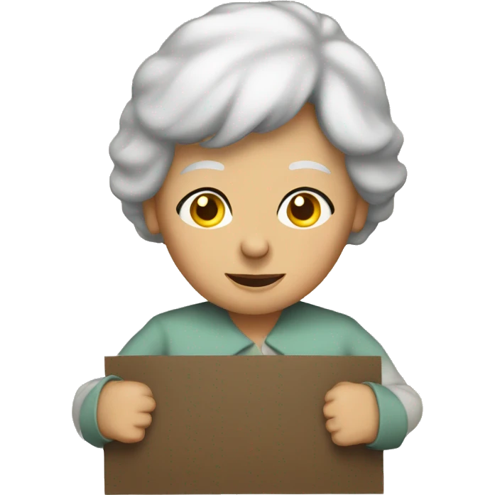 elderly woman holding a sign  emoji