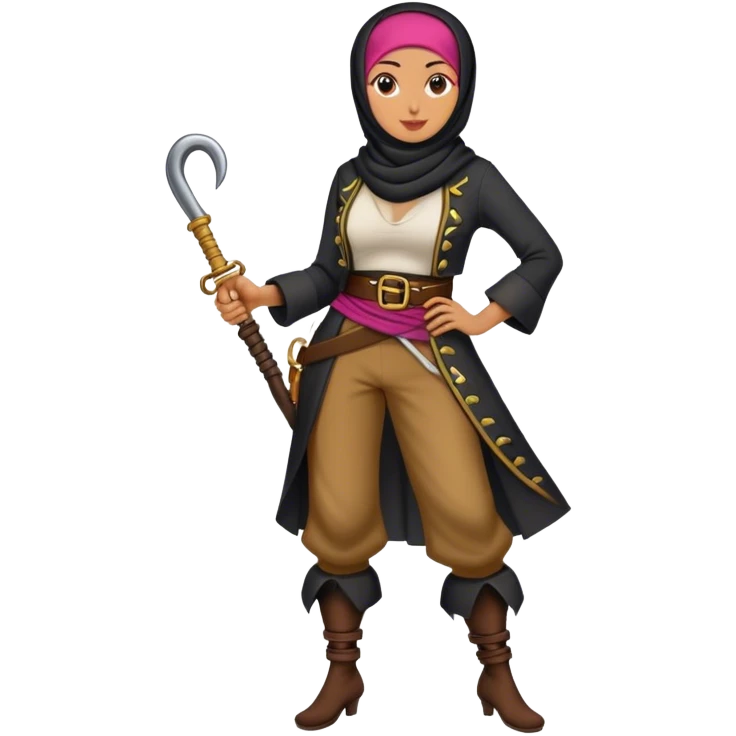 Hijabi woman with a pirate hook leg emoji