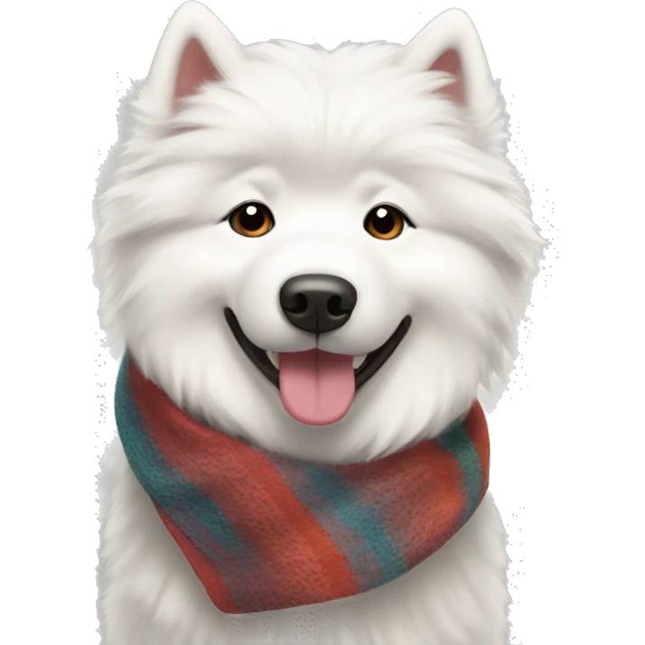 Samoyed dog wearing a scarf  emoji
