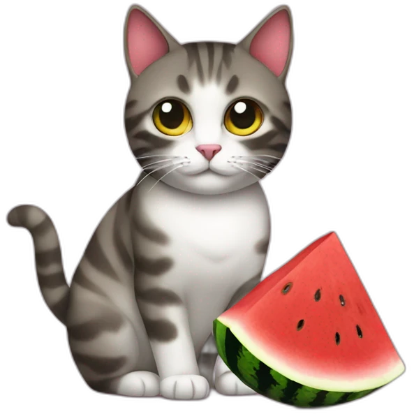 cat with watermelon emoji