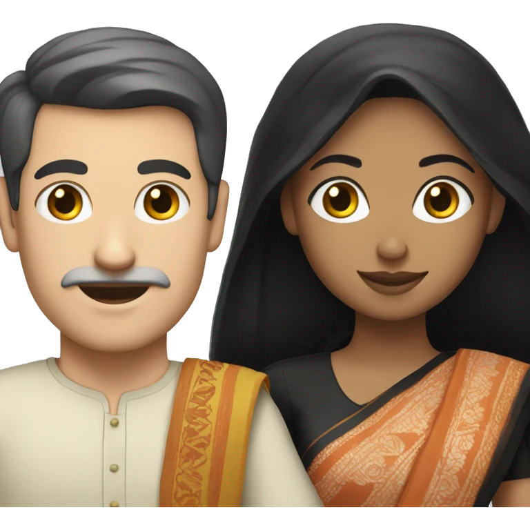 White man and woman in sari with black hair emoji