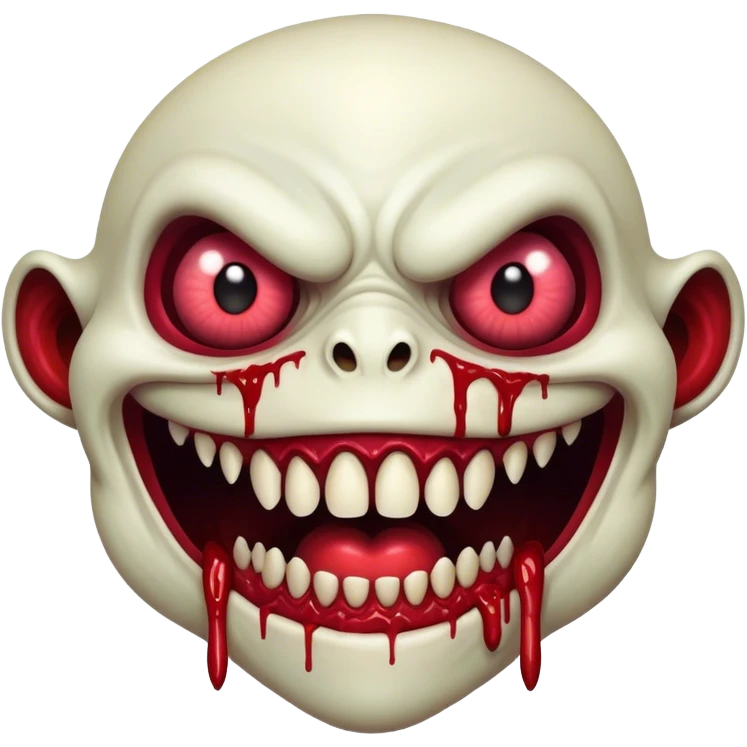 Analogue horror Blood scary exe lost media mutant monster face experiment zone 51 monster with long teeth in just ipnone style emoji