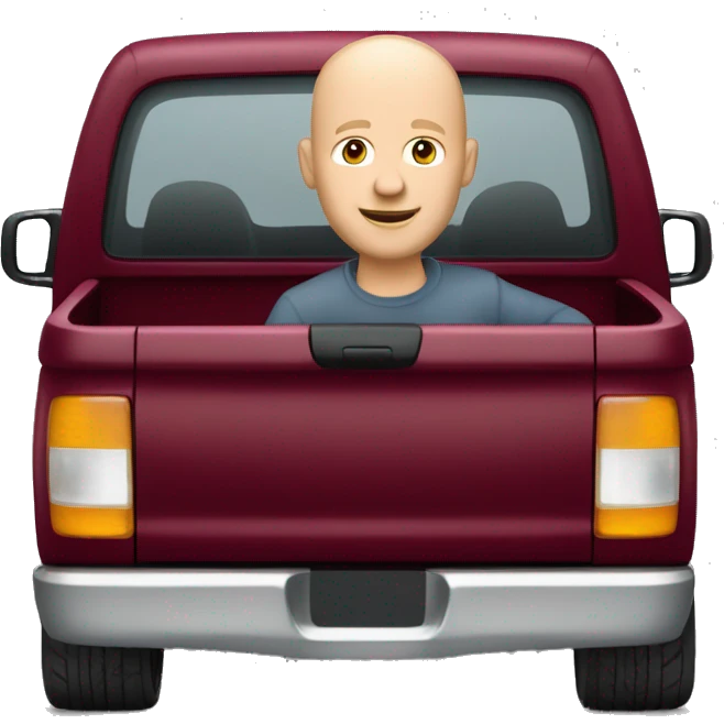 Bald Caucasian man in maroon pickup truck  emoji