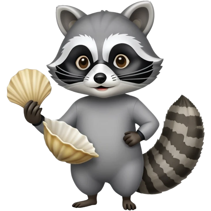 Raccoon holding a clam shell  emoji