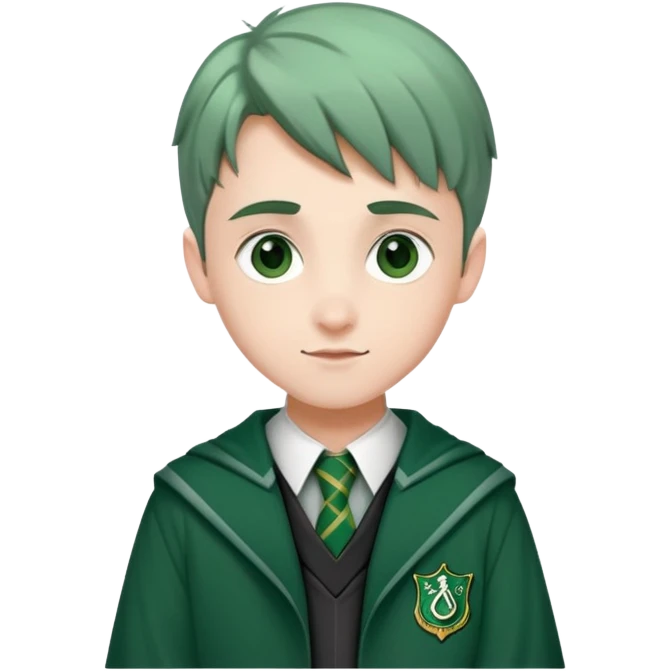 Student wearing Hogwarts Slytherin uniform with green and silver colors emoji