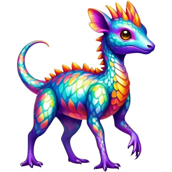 a colorful edgy cute vernid-fionbri-creature with splash patterns full body emoji