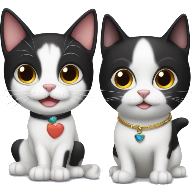 A tuxedo cat and a small white dog emoji