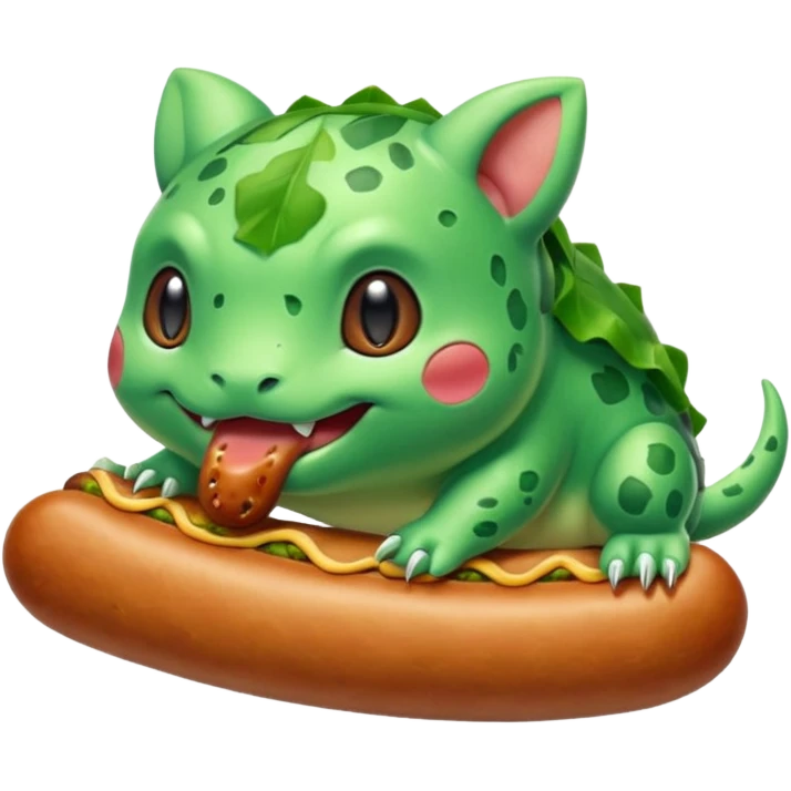 bulbasaur eating sausage emoji
