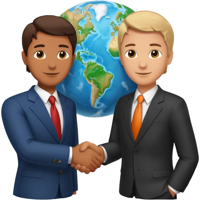 Shake hands and a globe showing negotiation of climate change emoji