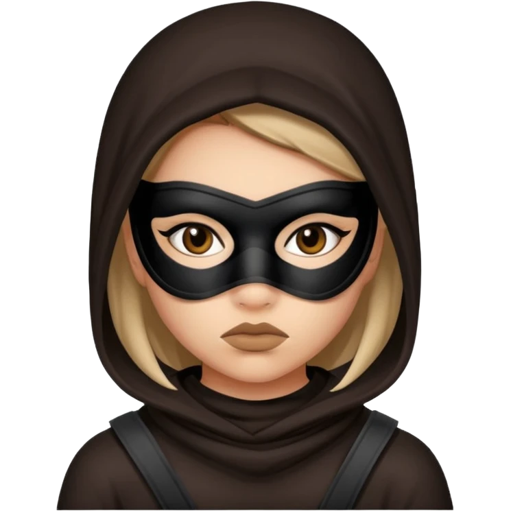 Girl robber wearing mask with pouty eyes emoji
