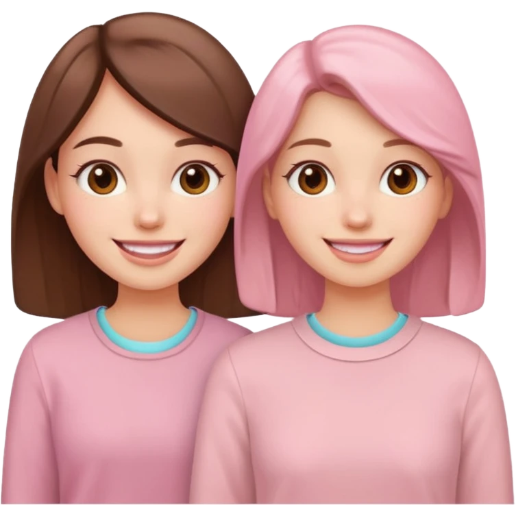 girlfriends with pastel pink and brown clothes emoji