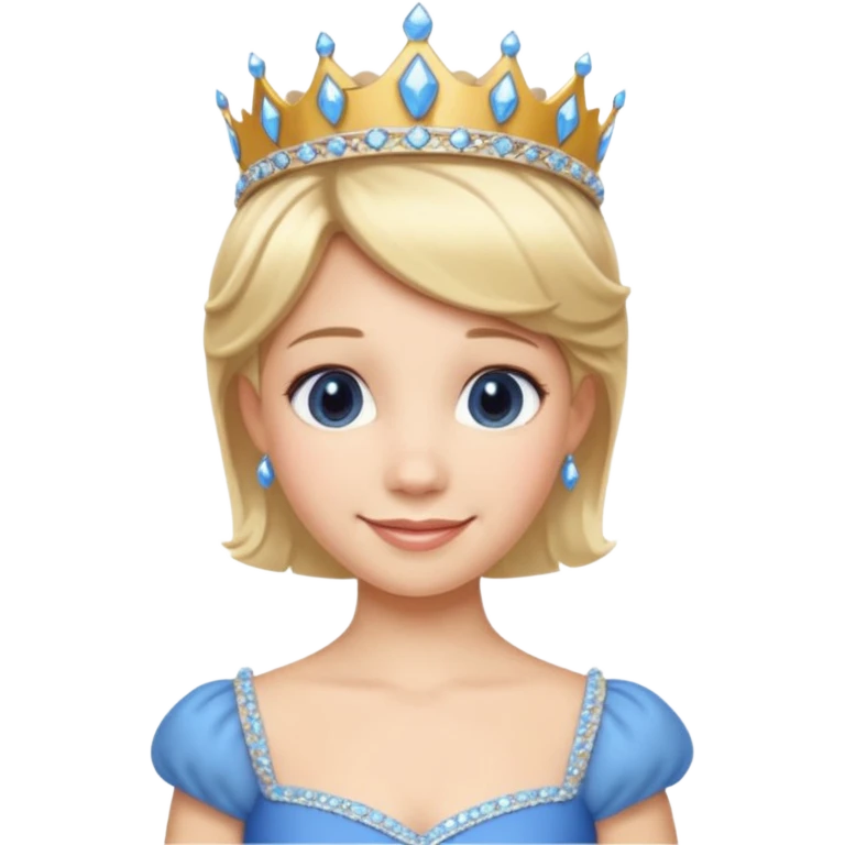 Princess in Blue Dress with Tiara, short Blonde Hair emoji