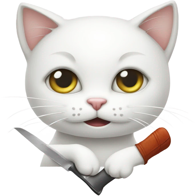 White cat with a knife  emoji