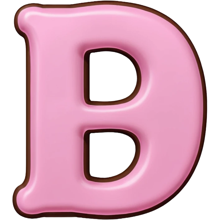 “Single pink bubble letter d, white outline, bottom dipped in chocolate with pink frosting drizzle, kawaii style, glossy, soft shading, clean outline, transparent background, Discord emoji size” emoji