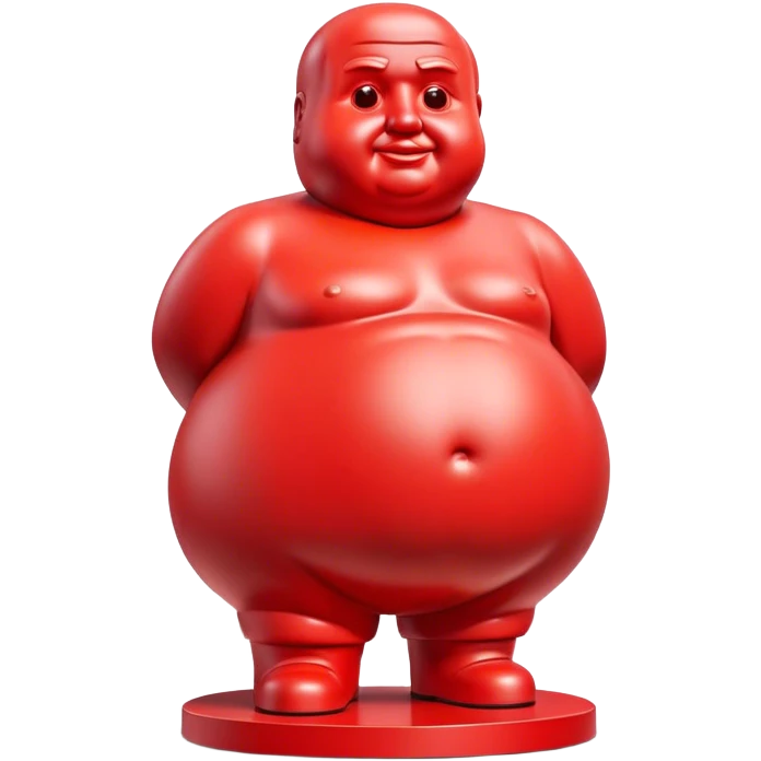 Cinematic Realistic Botero Sculpture Emoji, depicted as an exaggerated voluminous sculpture in the signature style of Fernando Botero, rendered with rich textures and vibrant artistic lighting that captures its playful grandeur. emoji