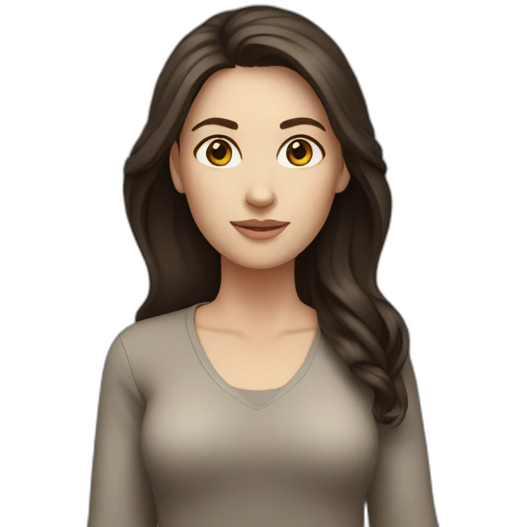 white woman, dark long brown hair, full body emoji