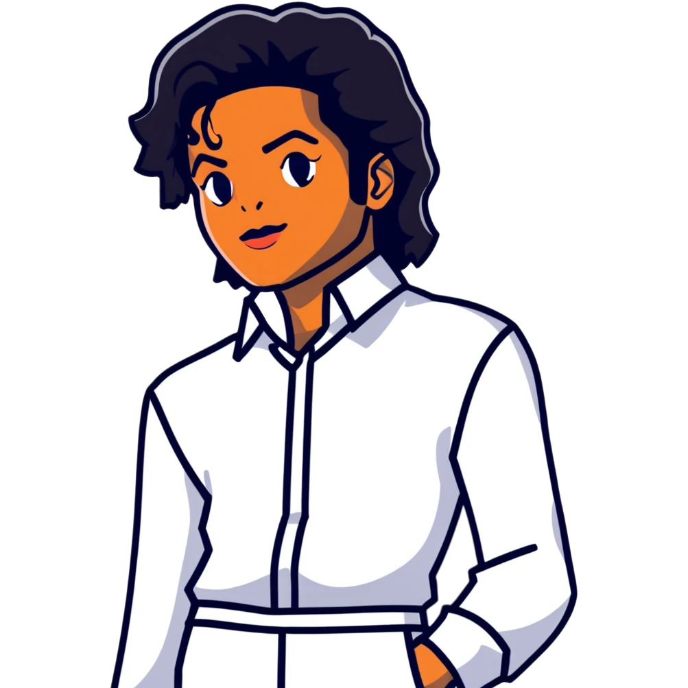 Michael Jackson from waist up with his signature pose emoji