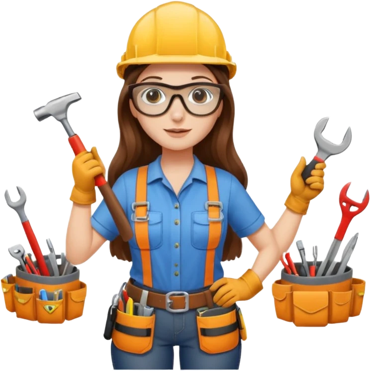 beautiful girl with long brown hair constructing new lounge room area emoji