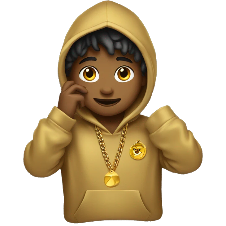 saluting boy in hoodie gold chain  emoji