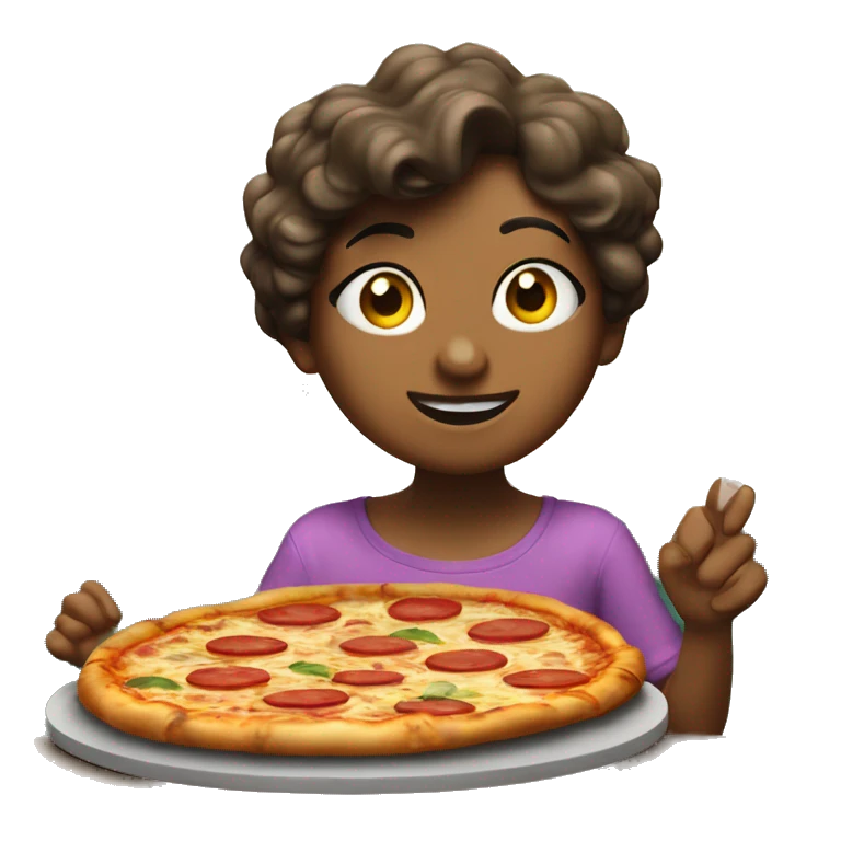 Una sirenetta che mangia la pizza emoji