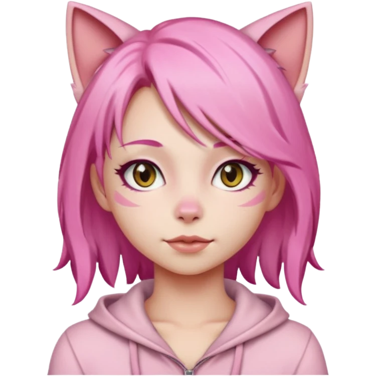 Naked anime catgirl with pink hair  emoji