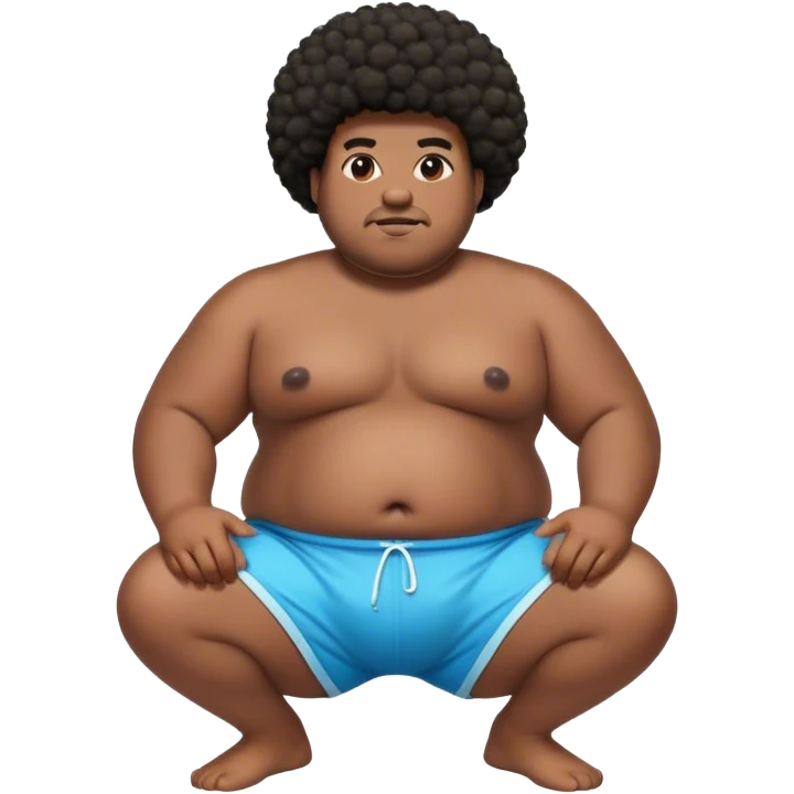 Chubby guy with afro wearing boxers playing video games emoji