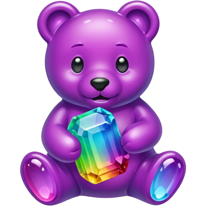 Rainbow Gummybear holding a purple crystal emoji