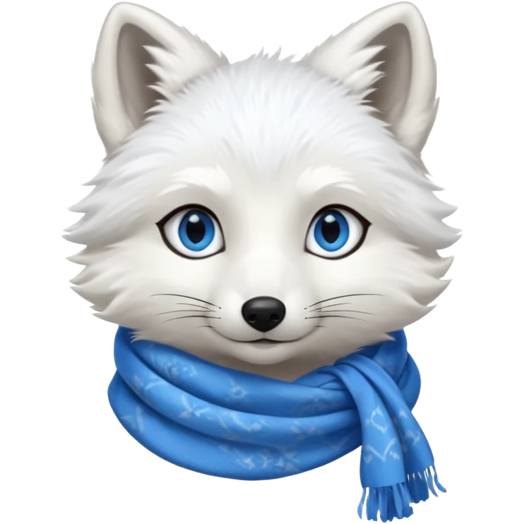 a white fox with blue eyes wearing a blue scarf emoji
