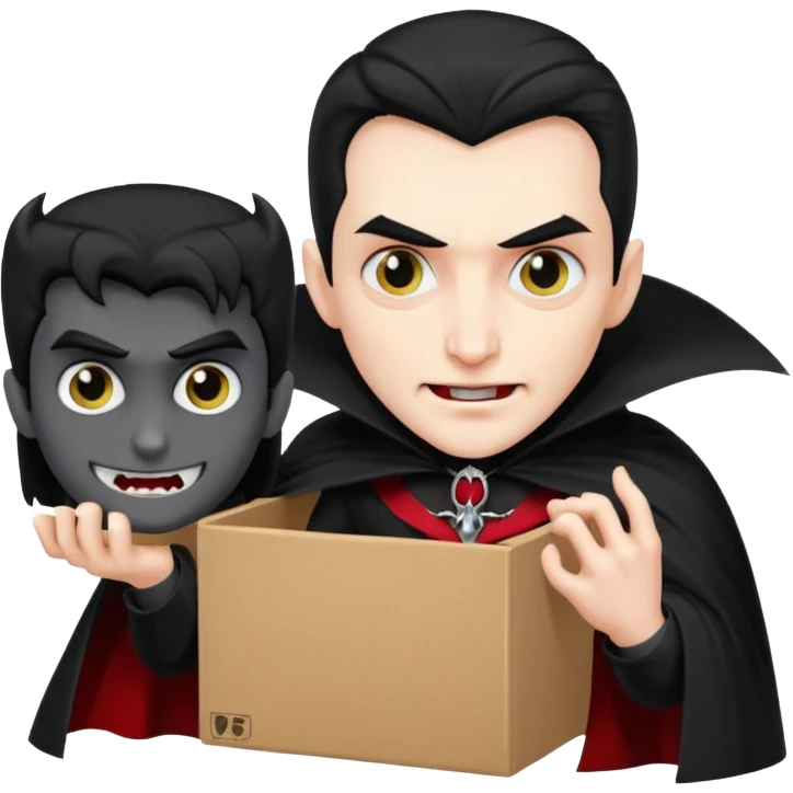 dracula, fang, with carton box emoji
