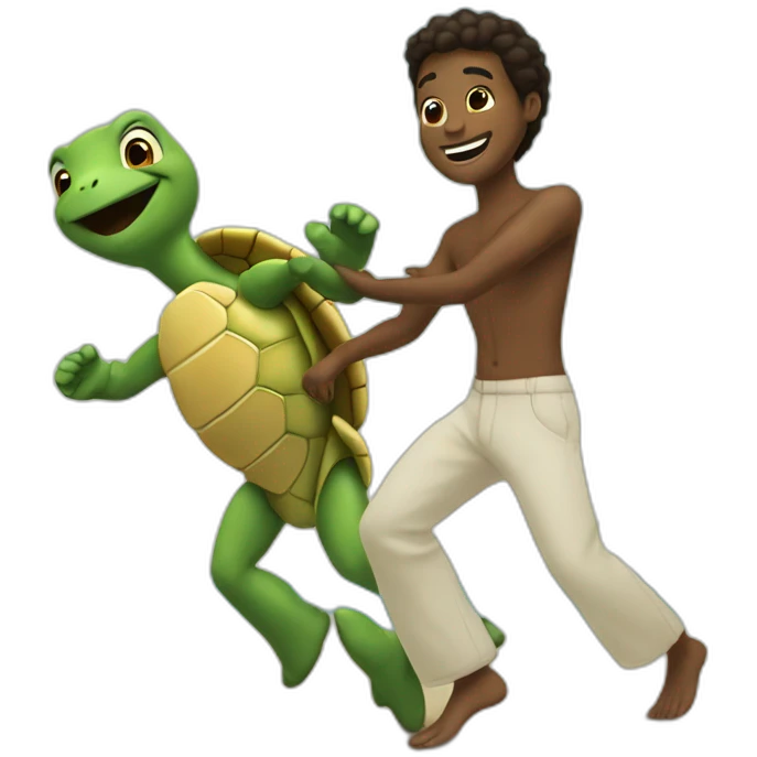White men dansing with Marins turtle emoji