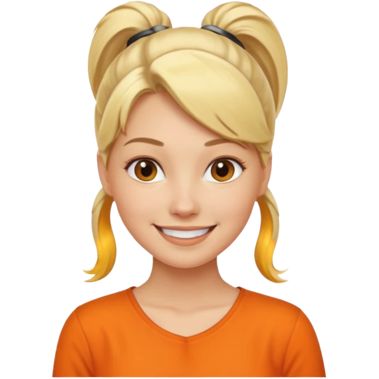 blond woman with ponytail and orange blouse emoji