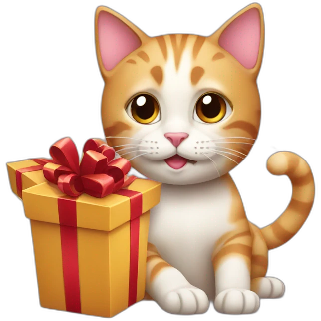 cat with present emoji