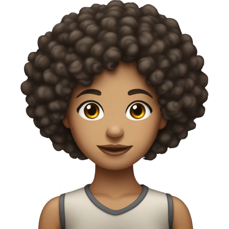 Light skin Biracial Young Woman with black curly shoulder Afro emoji
