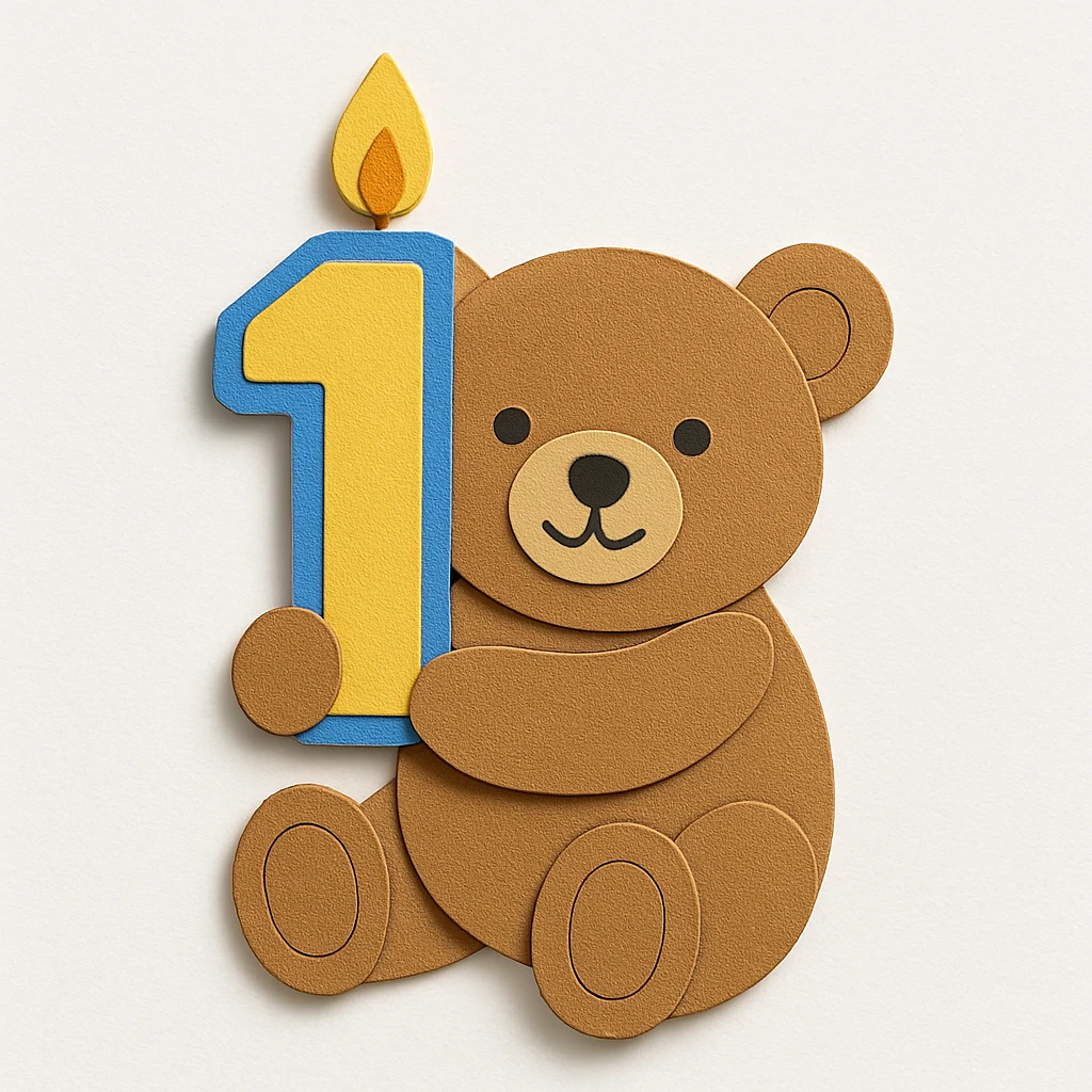 Refine the bear's tummy area to look more visually appealing and well-shaped, keeping the paper-craft style and all previous changes emoji