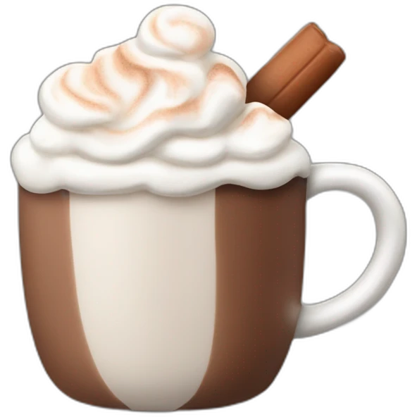 mug of hot chocolate with marshmallows and whipped cream emoji