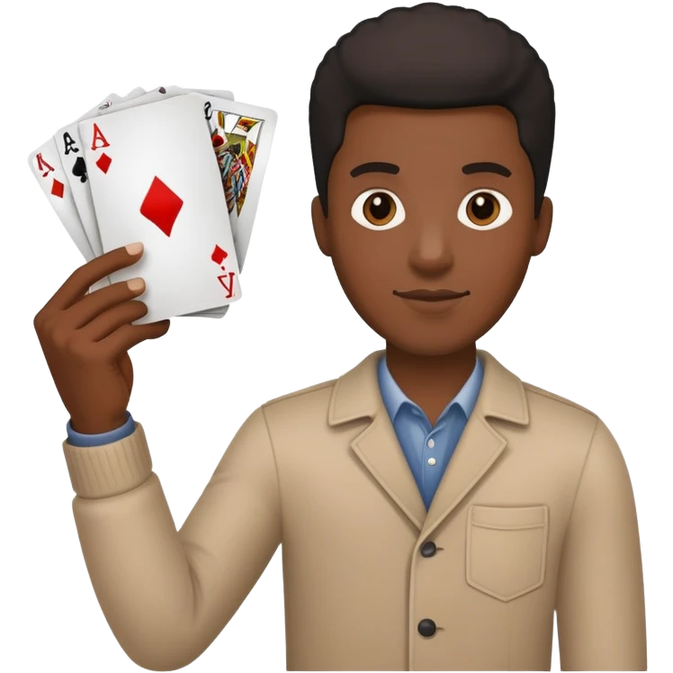 black man holding one card up in one hand emoji