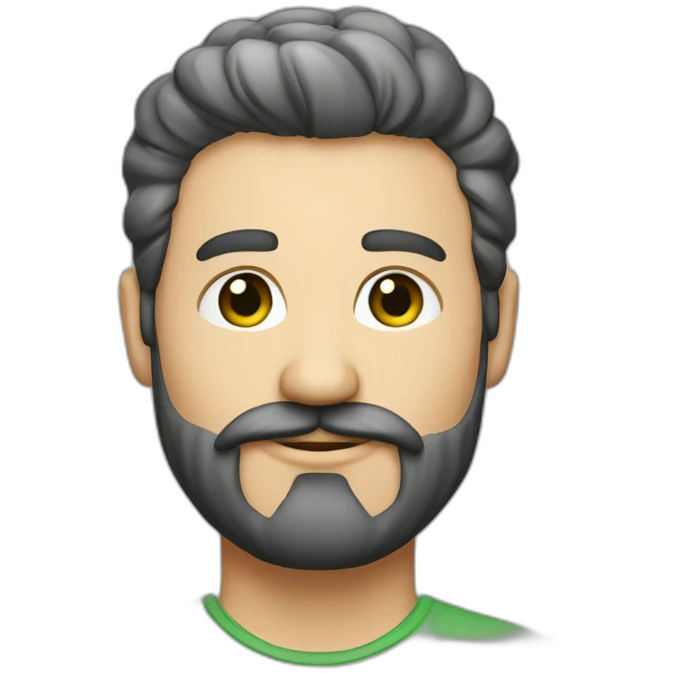 Hombre canadiense de piel blanca con ojos verdes- poca barba y cabello largo. emoji