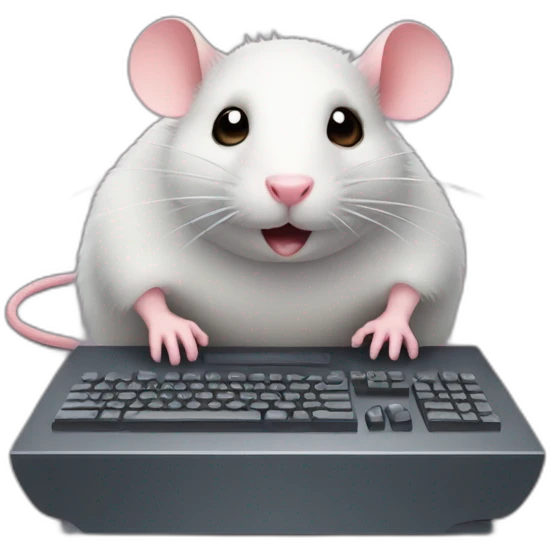 Fat Rat playing computer video games emoji