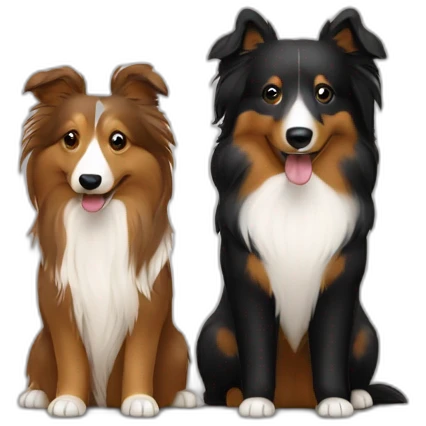 broun and bi-black shelties are friends emoji